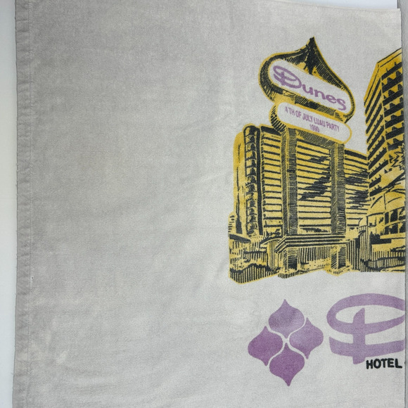 Vintage 90s Dunes Casino Las Vegas Beach Towel Gray Gambling Gambler Luau July 4 - Picture 4 of 13